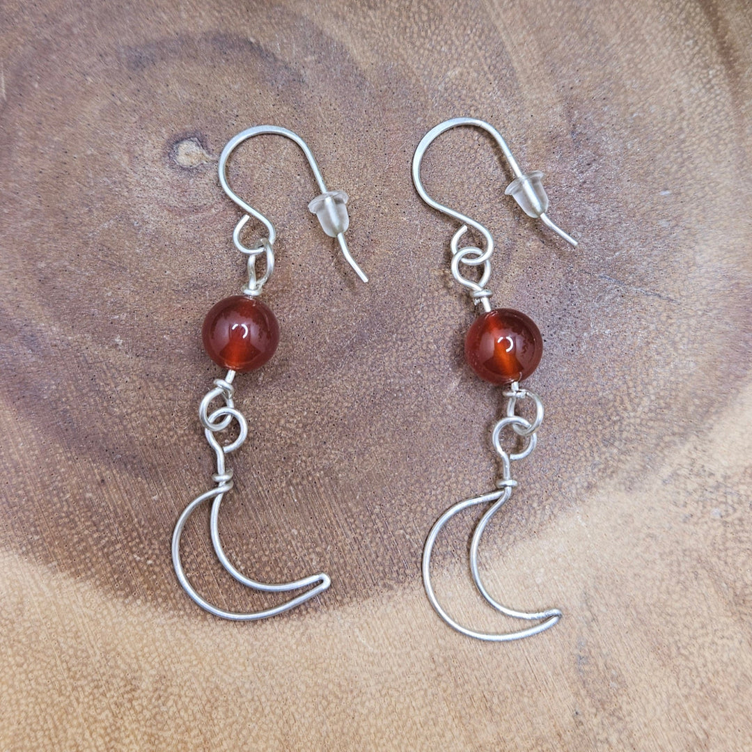 Carnelian Moon Sterling Silver Earrings