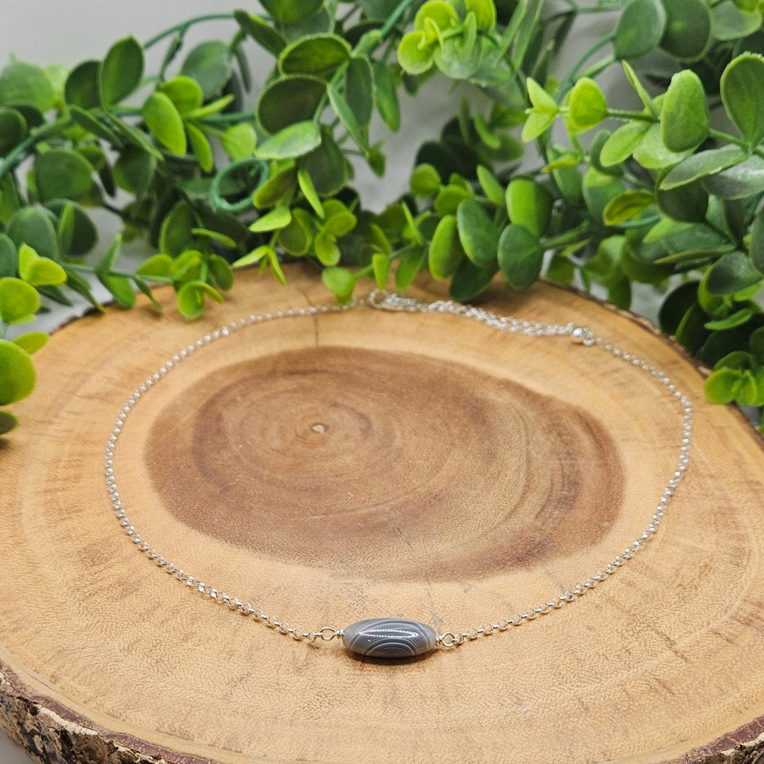Botswana Agate Sterling Silver Necklace
