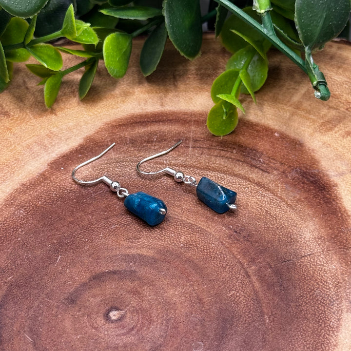 Blue Apatite Sterling Silver Dainty Earrings