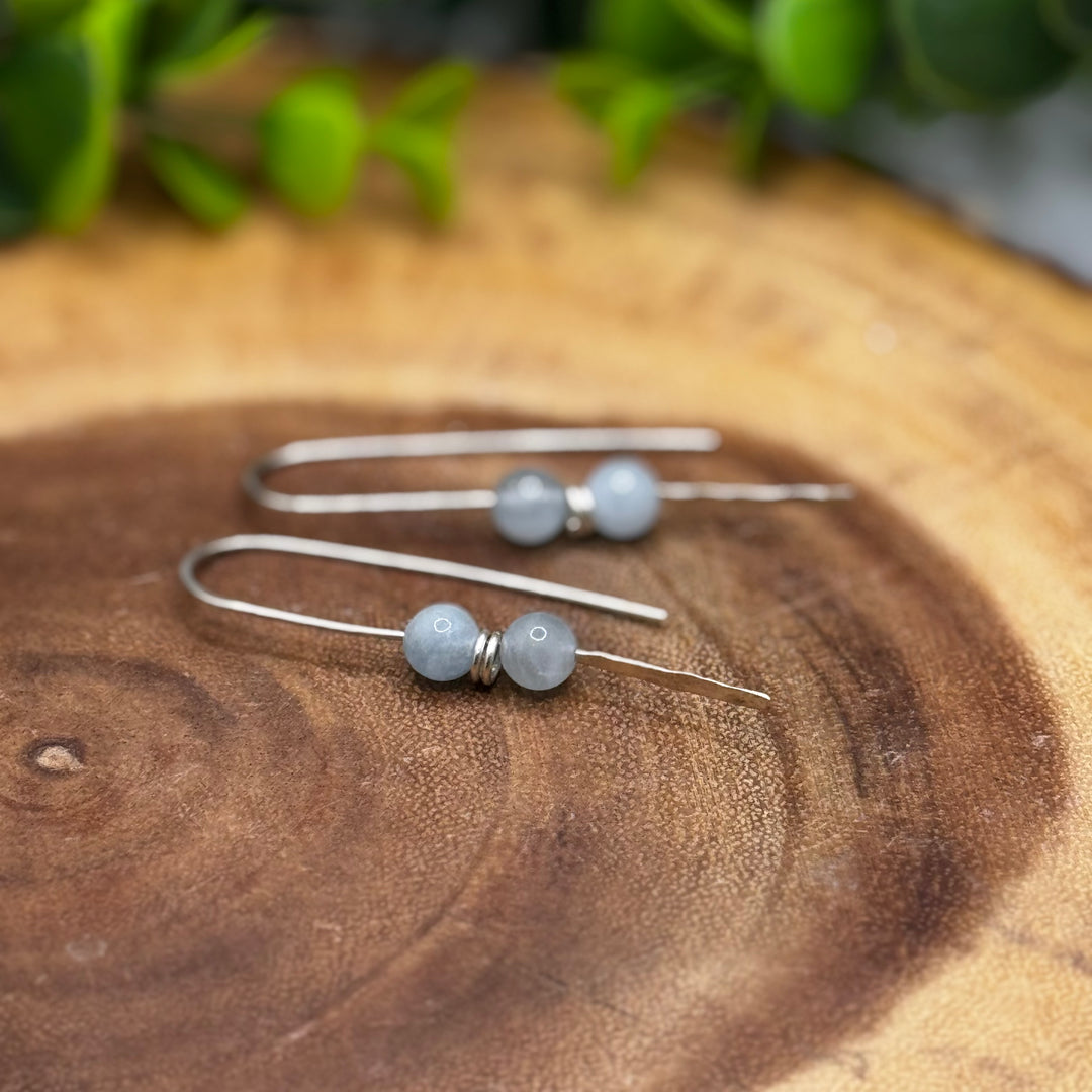 Aquamarine Sterling Silver Threader Earrings