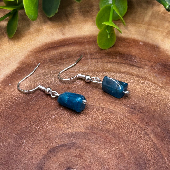 Blue Apatite Sterling Silver Dainty Earrings