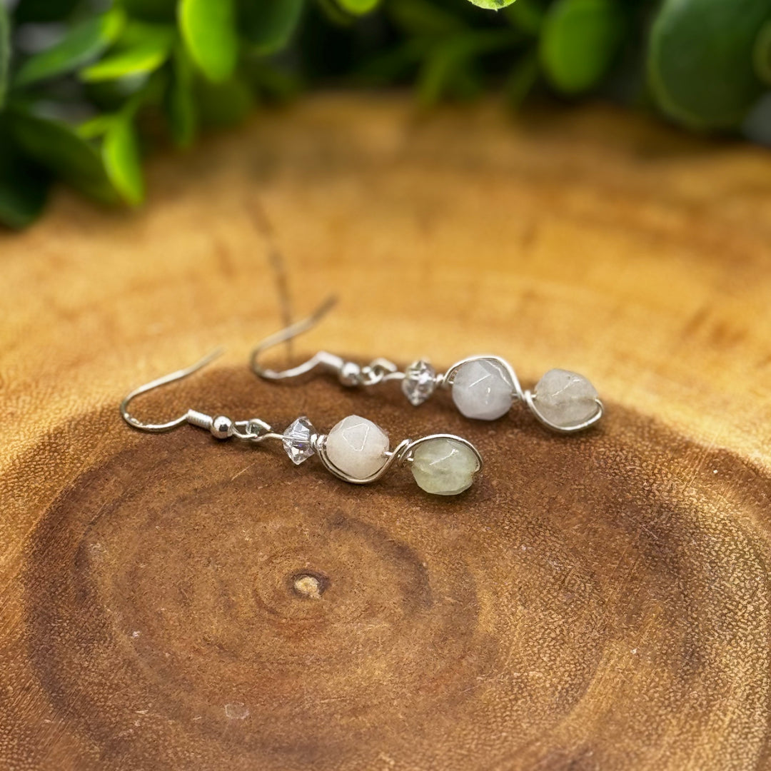 Morganite Dangle Sterling Silver Earrings Style 2