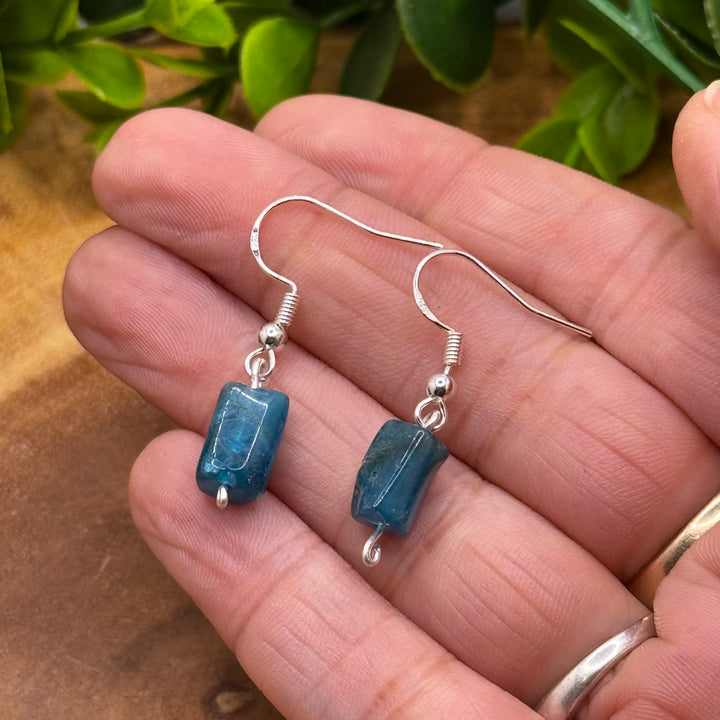Blue Apatite Sterling Silver Dainty Earrings