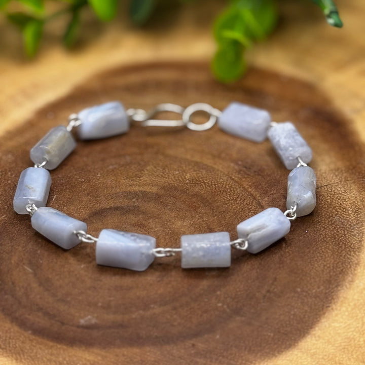 Blue Lace Agate Sterling Silver Bracelet