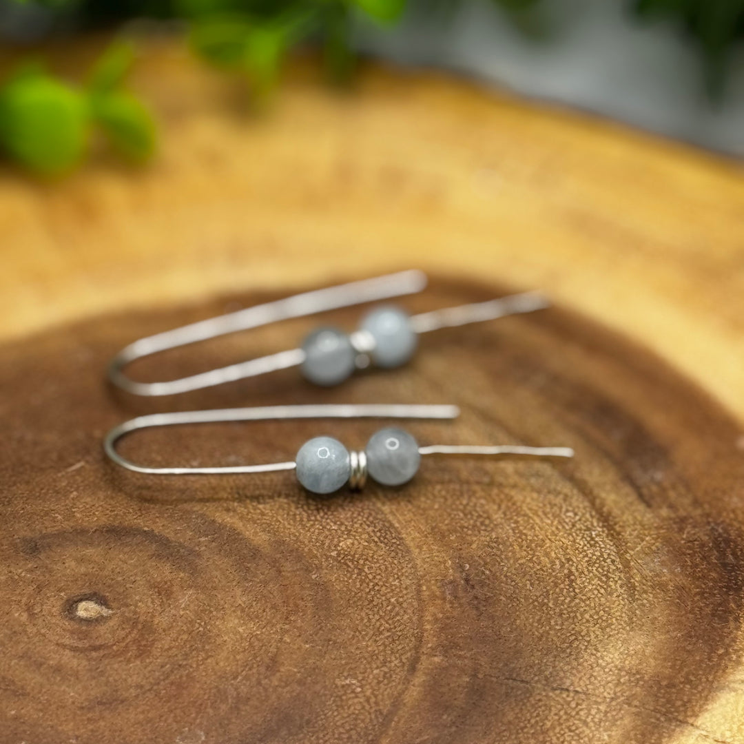 Aquamarine Sterling Silver Threader Earrings