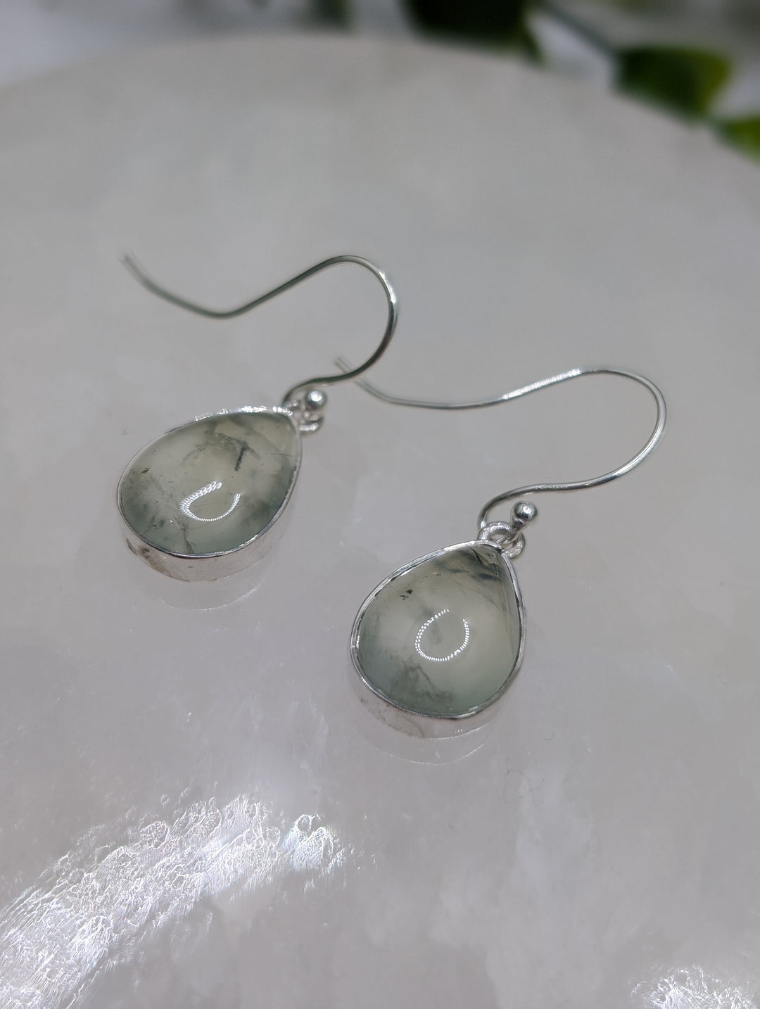 Prehnite Teardrop Earrings