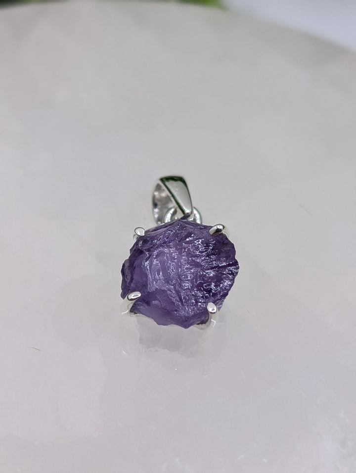 Amethyst Raw Sterling Silver Pendant