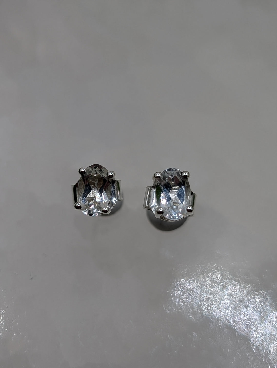 Clear Quartz Crystal Stud Earrings