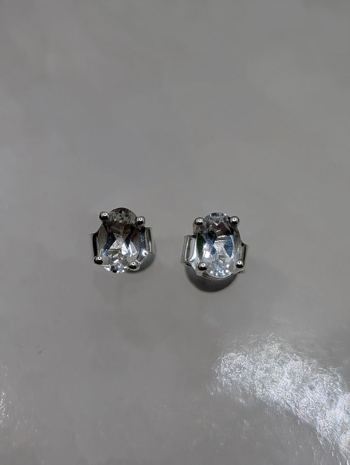 Clear Quartz Crystal Stud Earrings