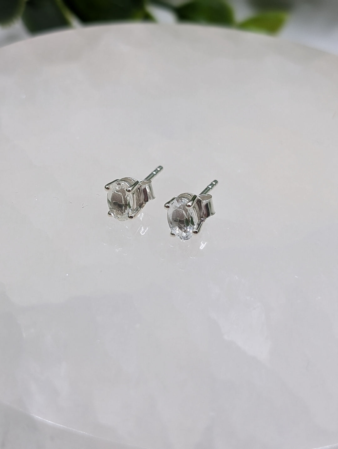 Clear Quartz Crystal Stud Earrings