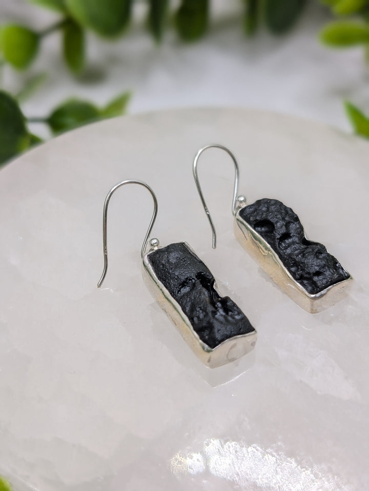 Tektite Sterling Silver Earrings