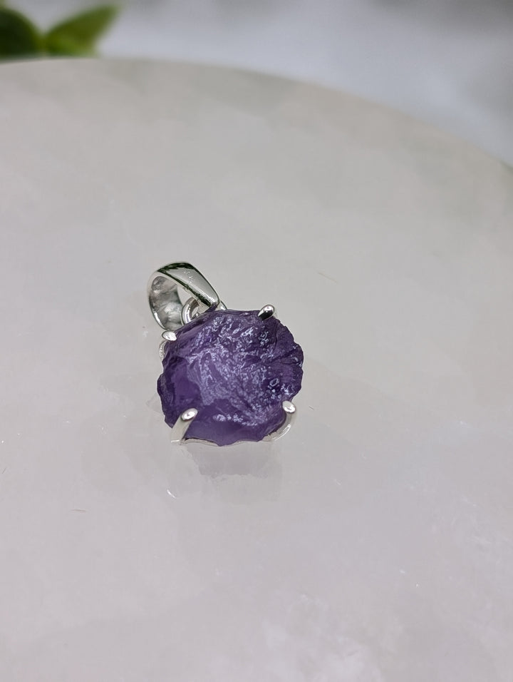 Amethyst Raw Sterling Silver Pendant