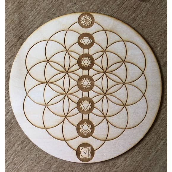 4" Flower of Life Chakras Crystal Grid