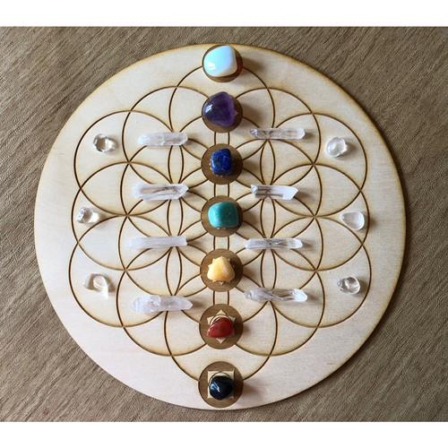 8" Flower of Life Chakra Crystal Grid