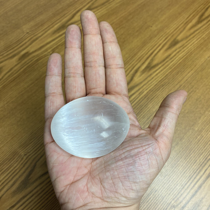 Satin Spar (Selenite) Crystal Polished Palm Stone