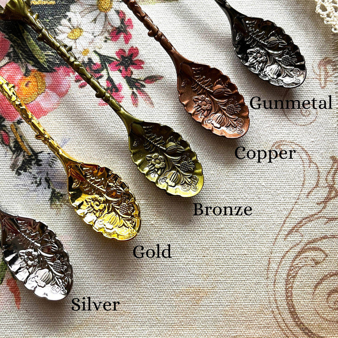 Copper & Rose Quartz Crystal Witchy Herb / Apothecary Spoons