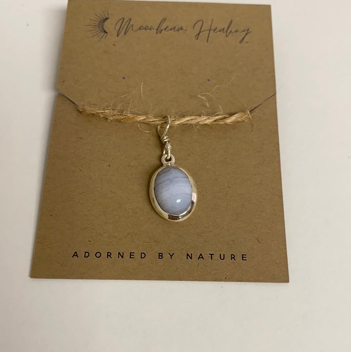 Blue Lace Agate Sterling Silver Pendant