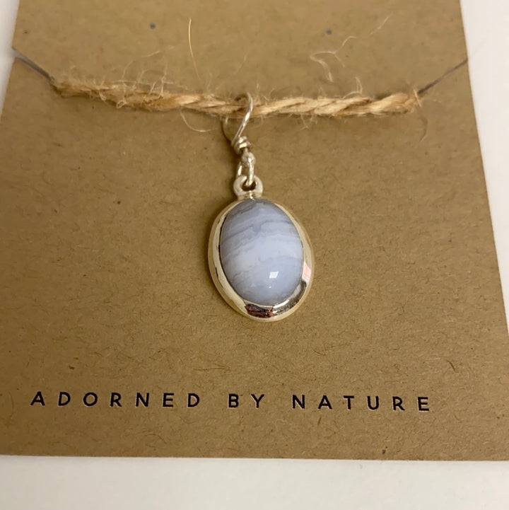 Blue Lace Agate Sterling Silver Pendant