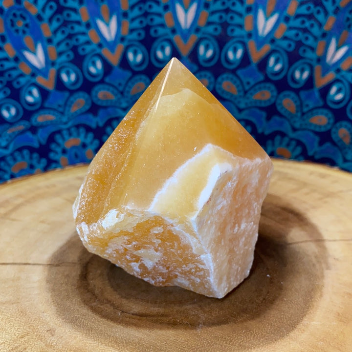 Yellow Calcite Top Polished Rough Cut Points
