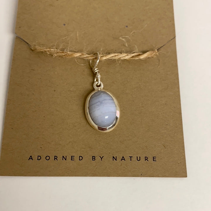 Blue Lace Agate Sterling Silver Pendant