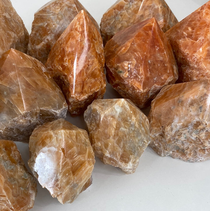 Orchid Calcite Top Polished Rough Cut Points