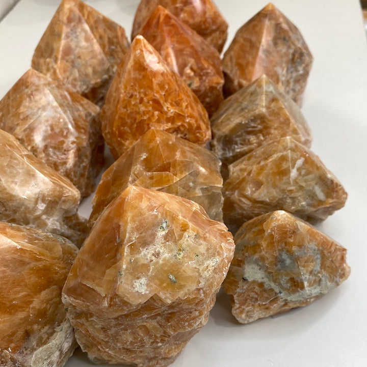 Orchid Calcite Top Polished Rough Cut Points