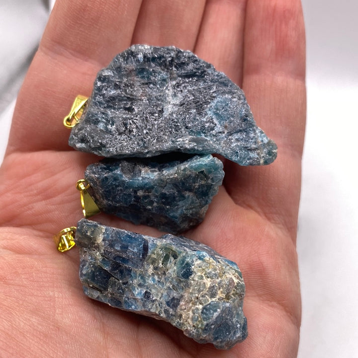 Blue Apatite Rough Cut Pendant