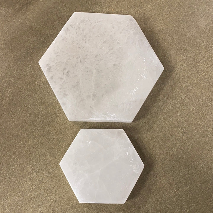 Hexagon Satin Spar (Selenite) Crystal Charging Plate