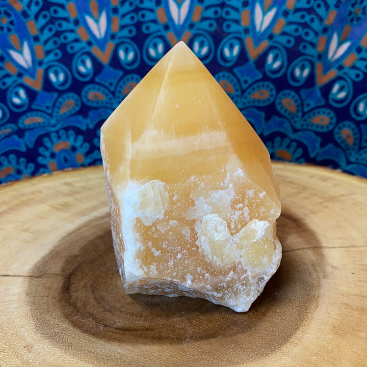 Yellow Calcite Top Polished Rough Cut Points
