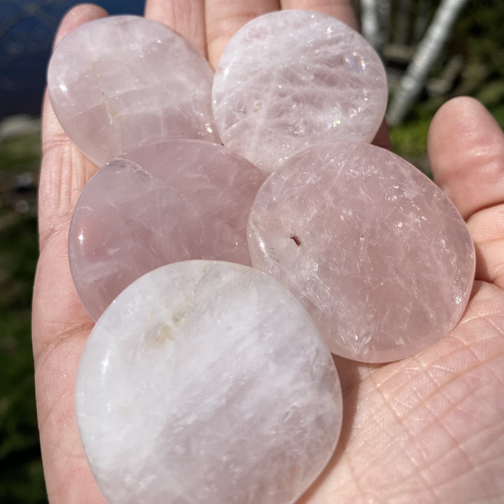 Rose Quartz Polished Palm Stone Crystal