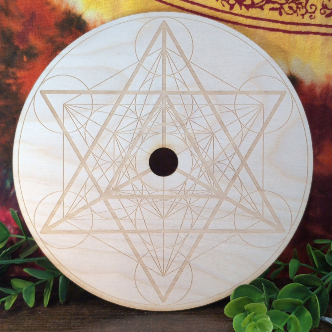 Metatrons Cube 8" Crystal Grid with Sphere Stand Hole