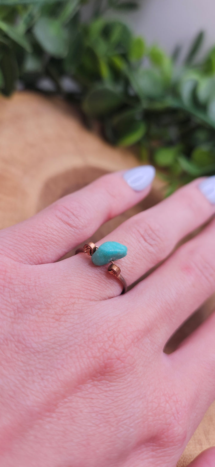 Copper Plated Amazonite Ring