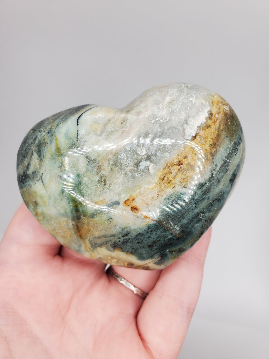 Ocean Jasper Carved Heart