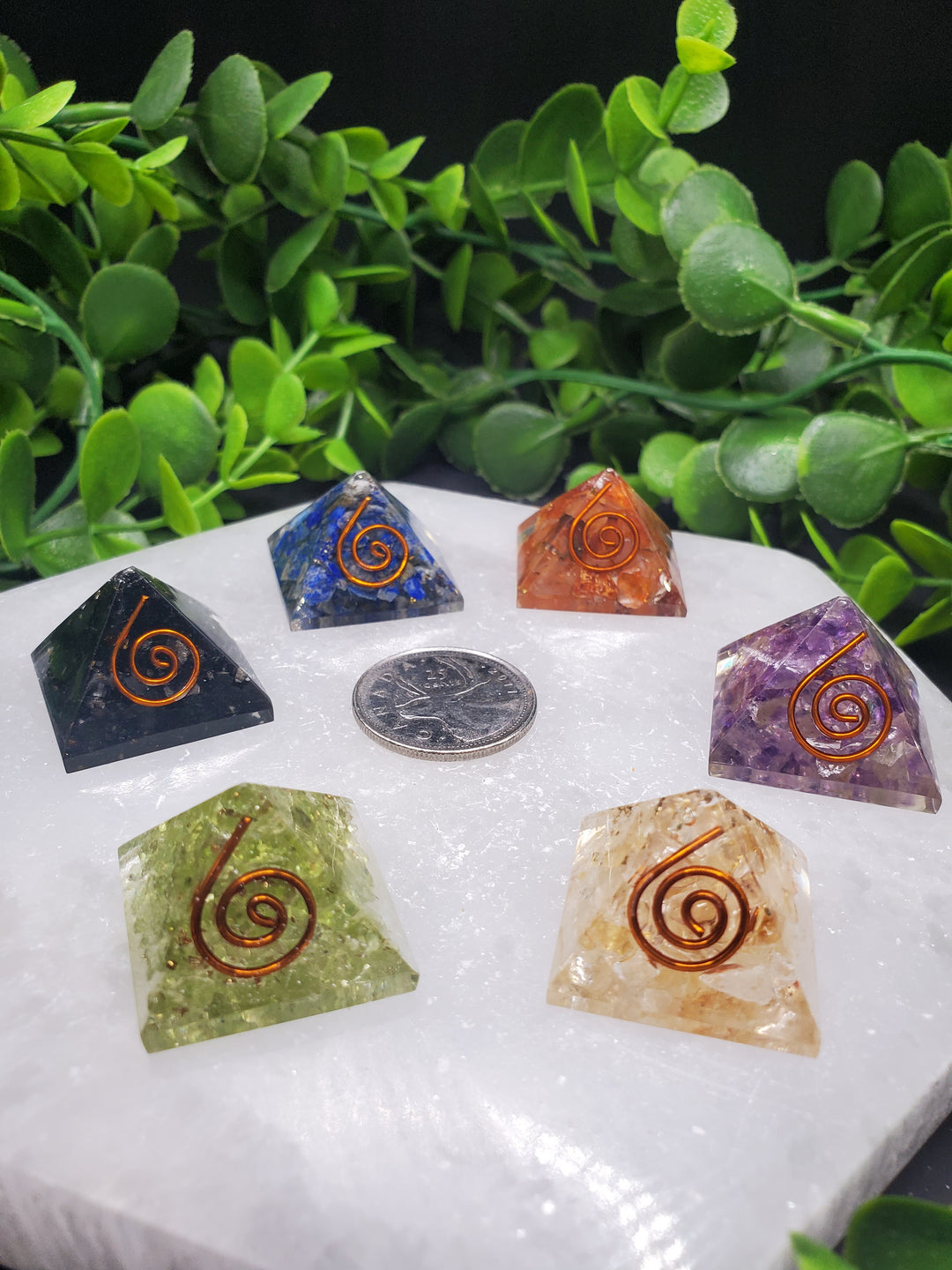 7 Chakra Orgonite Pyramids