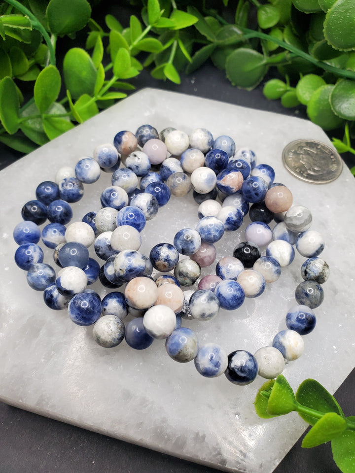 Sodalite Dual Tone 8mm Bracelet