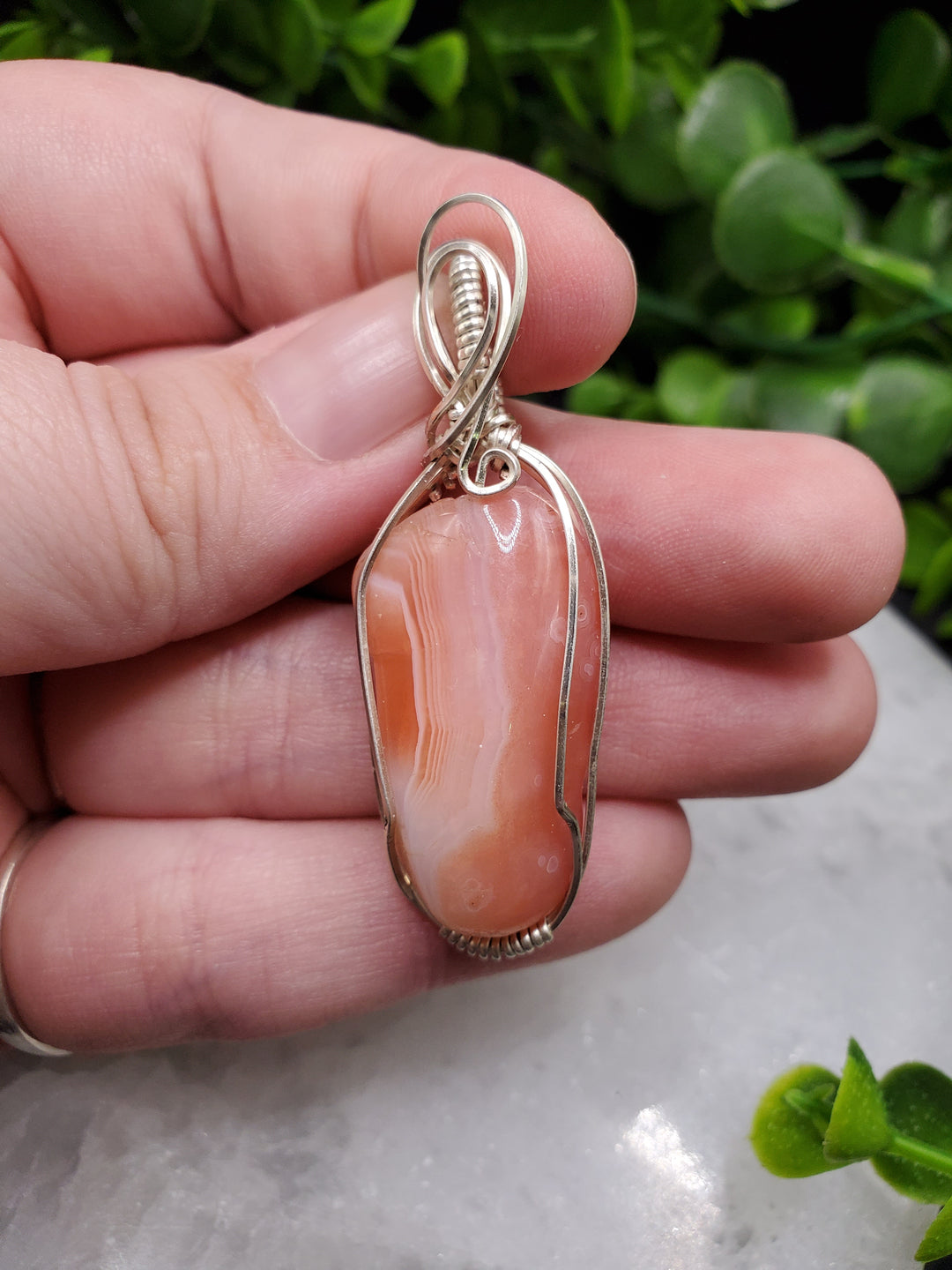 Apricot Agate Sterling Silver Pendant