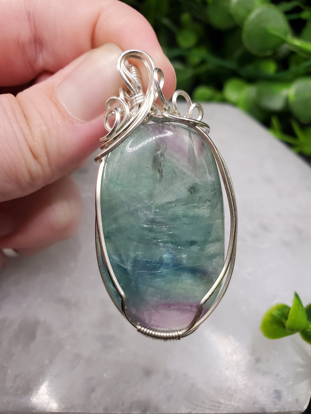 Fluorite Sterling Silver Pendant