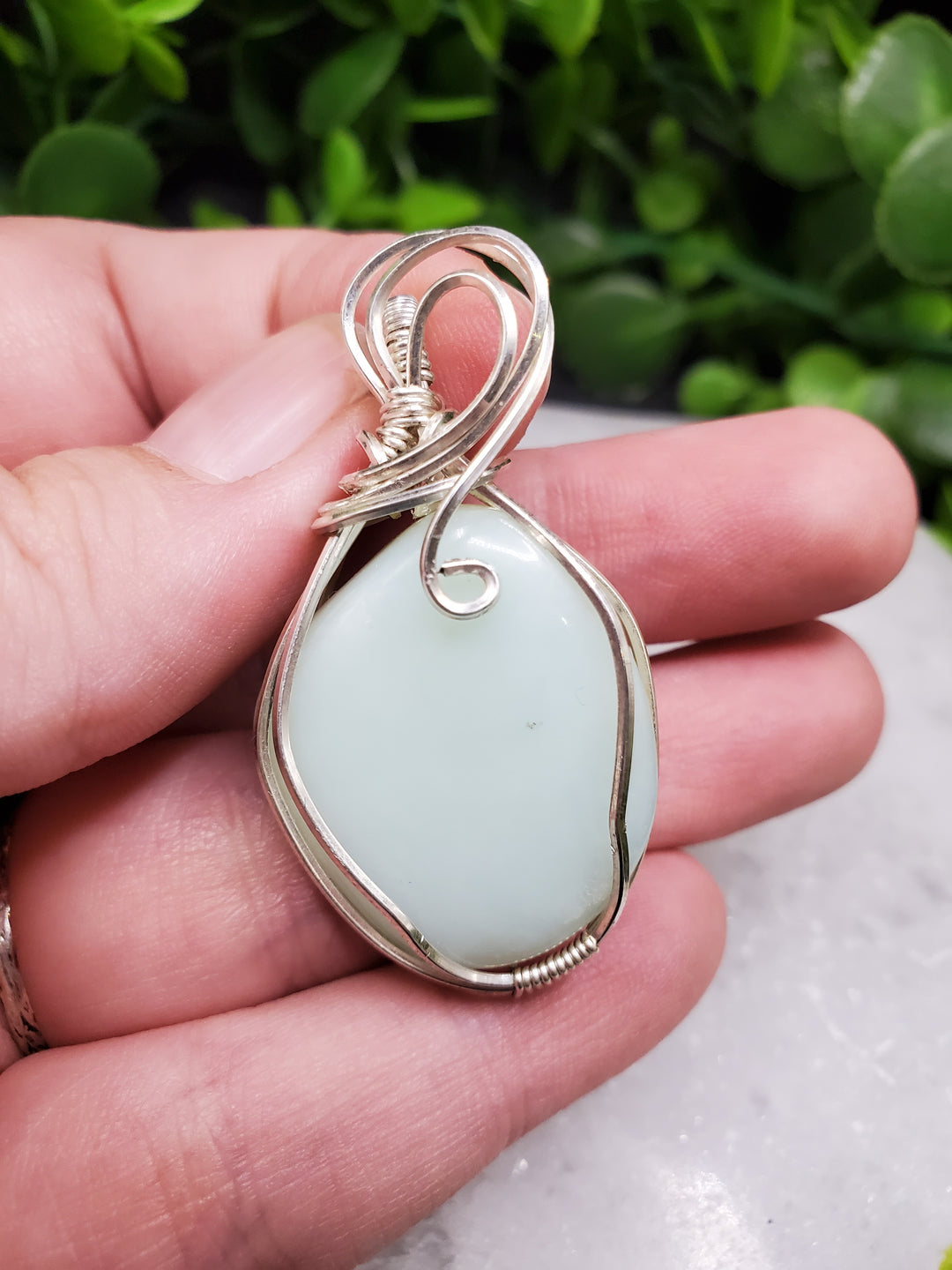 Blue Opal Sterling Silver Pendant