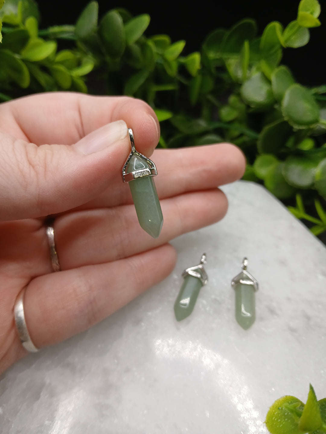 Green Aventurine Double Terminated Point Pendant