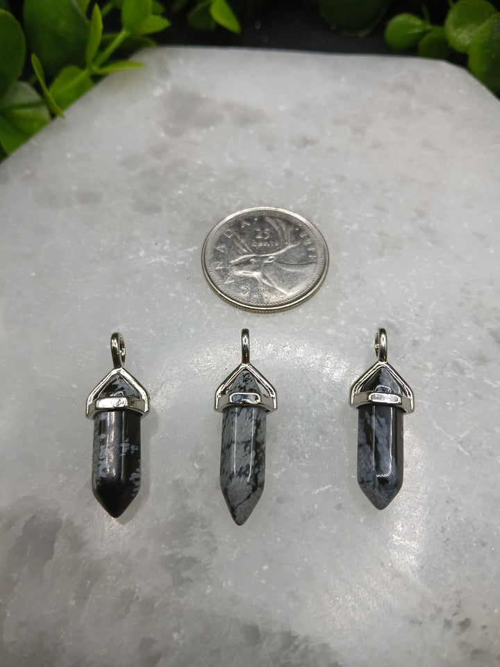 Snowflake Obsidian Double Terminated Point Pendant