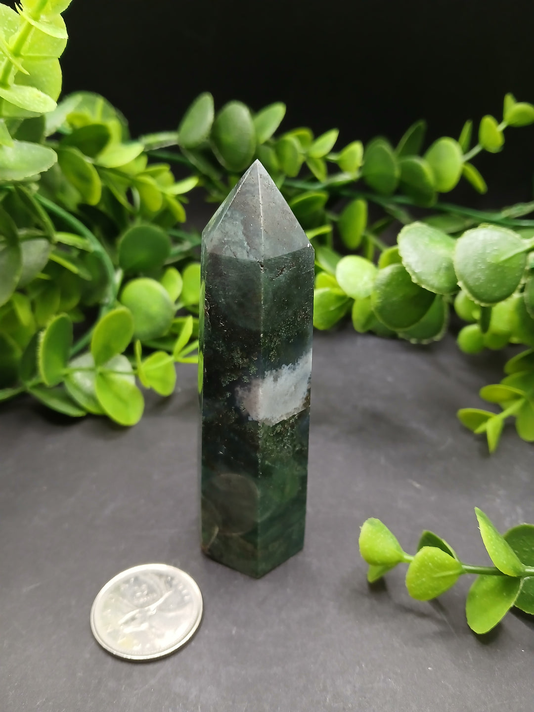 Moss Agate Polished Point #2