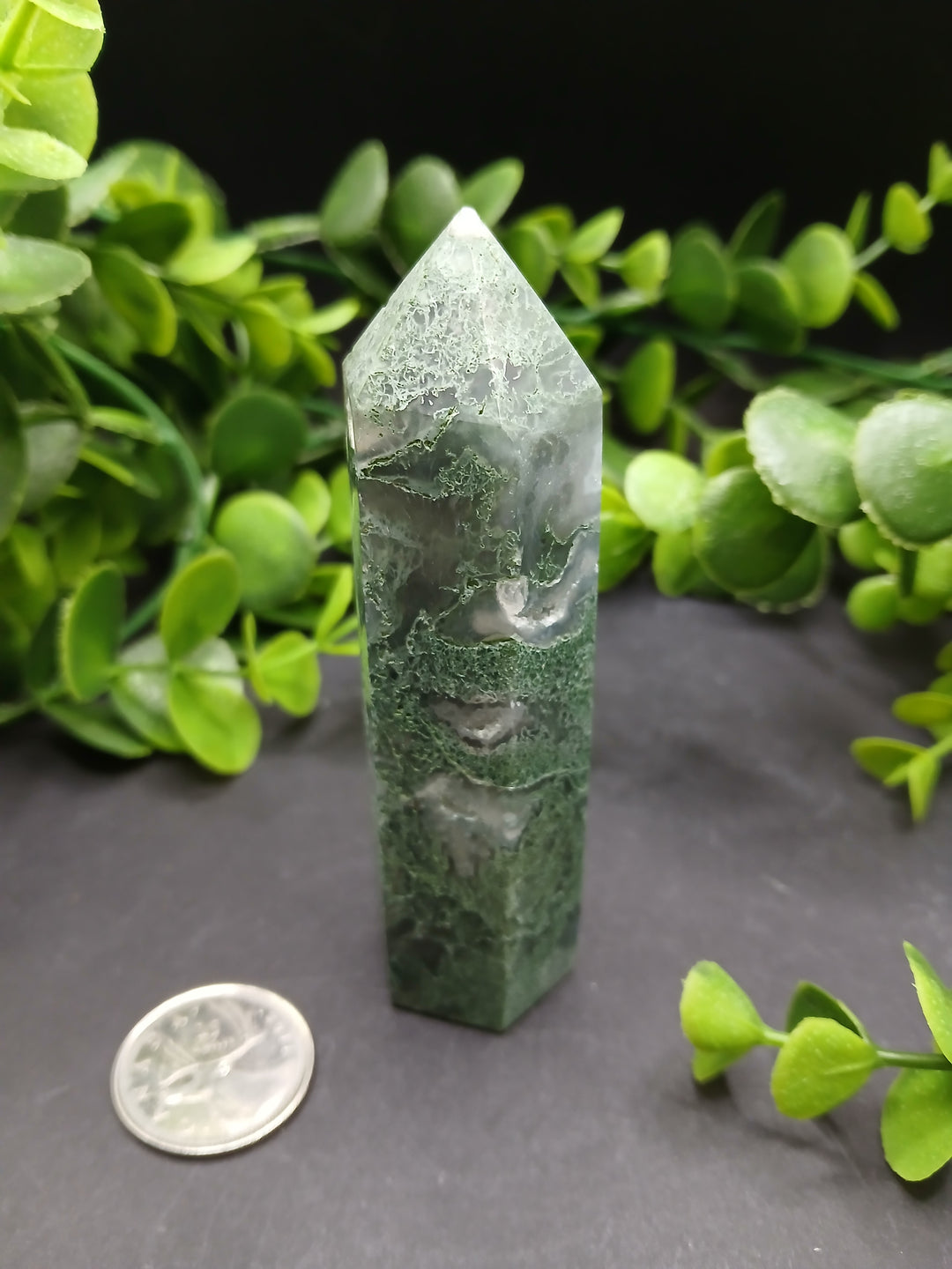 Moss Agate Polished Point #3