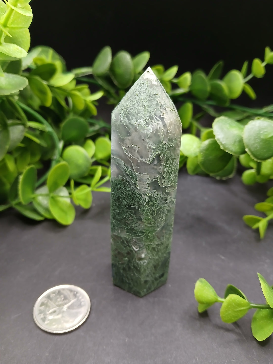 Moss Agate Polished Point #3