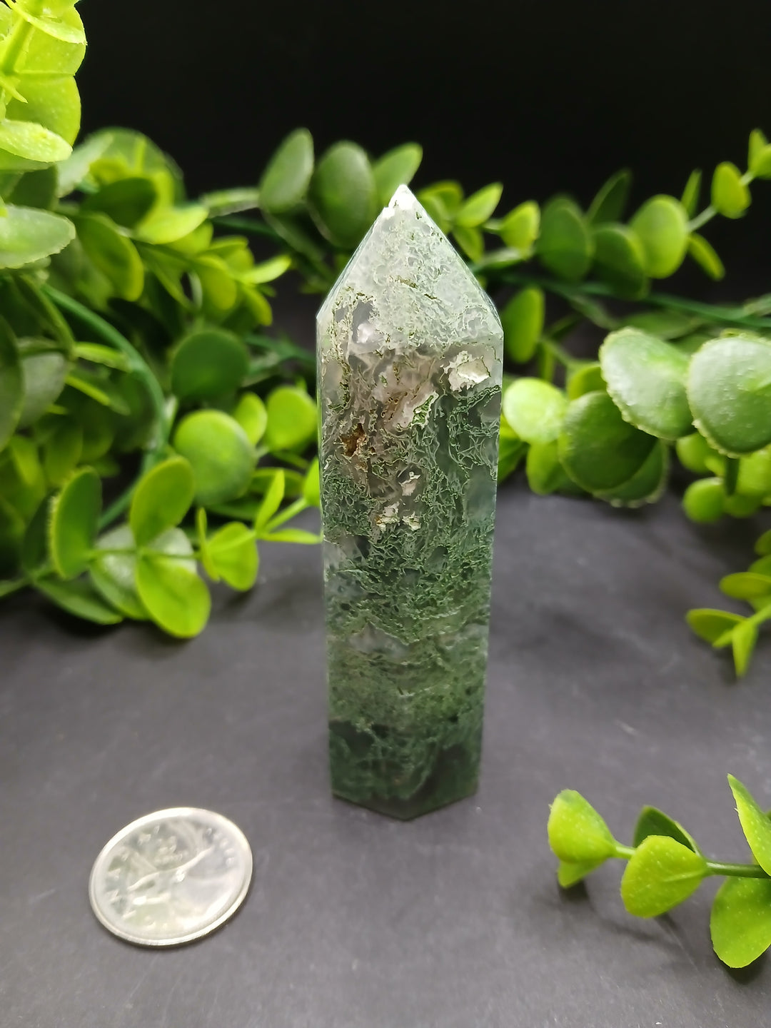 Moss Agate Polished Point #3