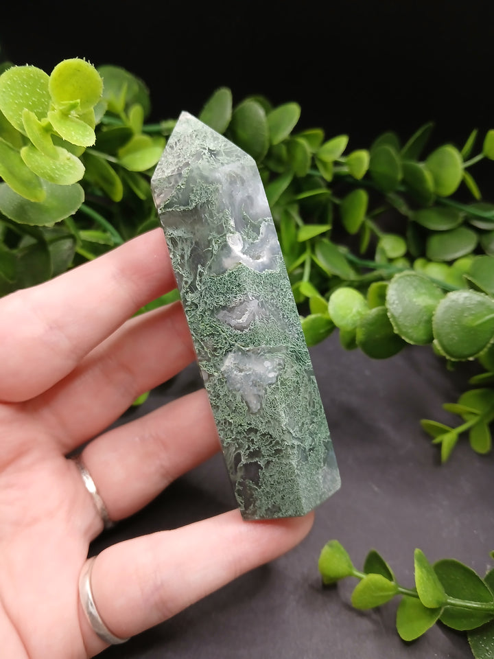 Moss Agate Polished Point #3