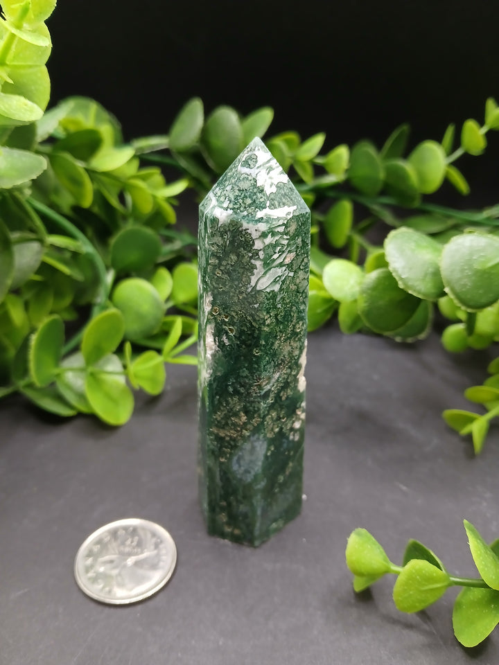 Moss Agate Polished Point #4