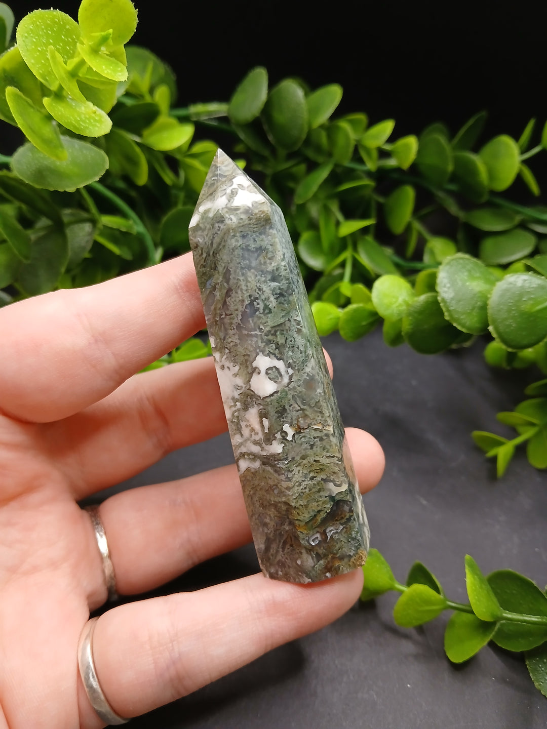 Moss Agate Polished Point #5