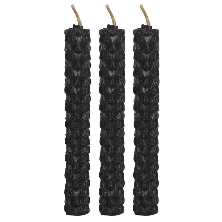 Set of 6 Black Beeswax Magic Spell Candles