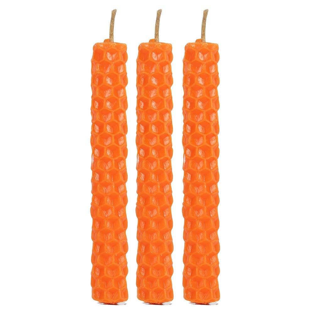 Set of 6 Orange Beeswax Magic Spell Candles