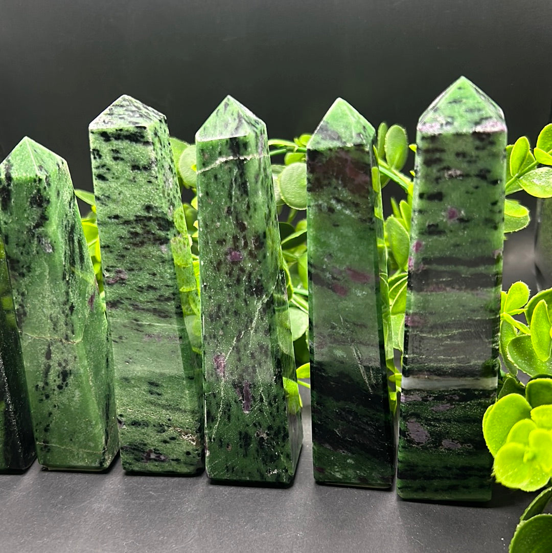 Zoisite with Ruby Obelisk